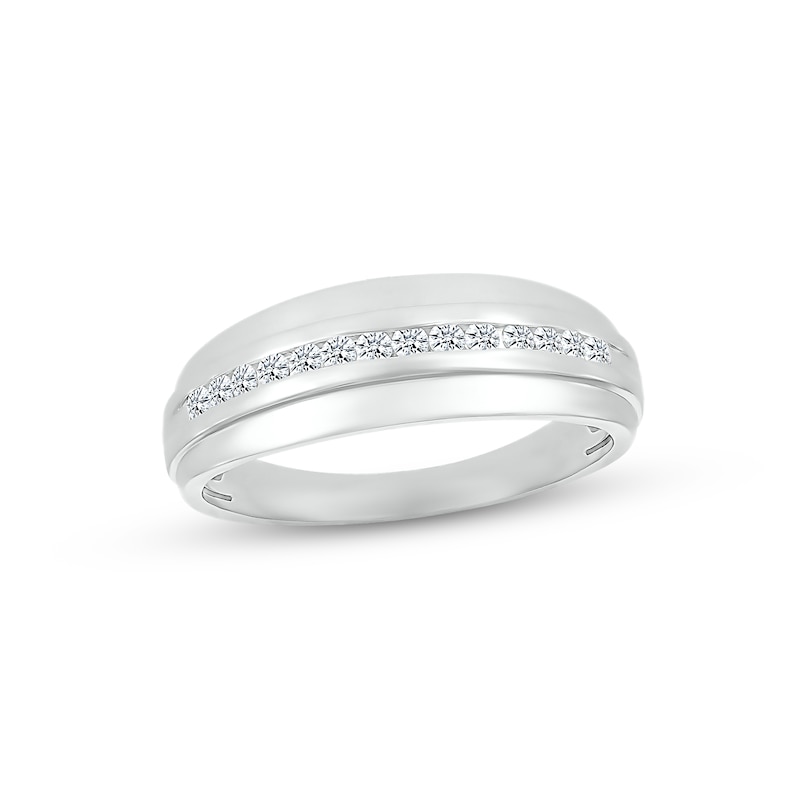 Main Image 1 of Adore Men's Diamond Wedding Band 1/4 ct tw Round-cut 10K White Gold