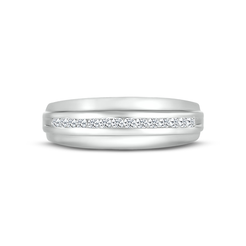 Main Image 2 of Adore Men's Diamond Wedding Band 1/4 ct tw Round-cut 10K White Gold