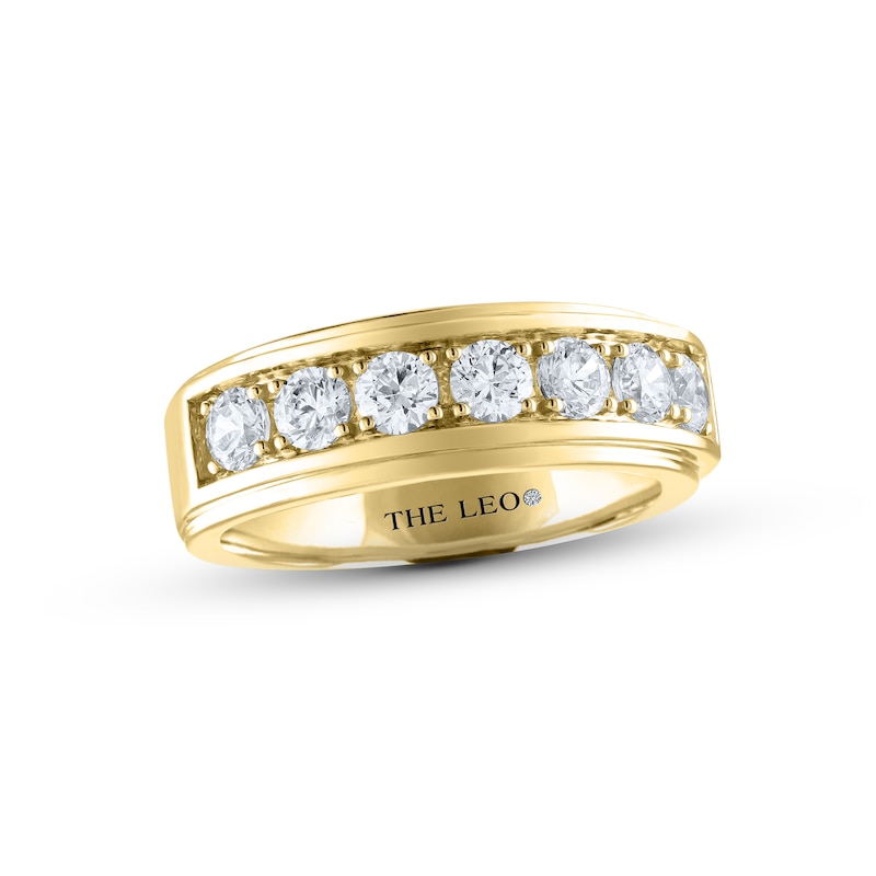 Main Image 1 of Men's THE LEO Diamond Seven-Stone Wedding Band 1-1/2 ct tw 14K Yellow Gold