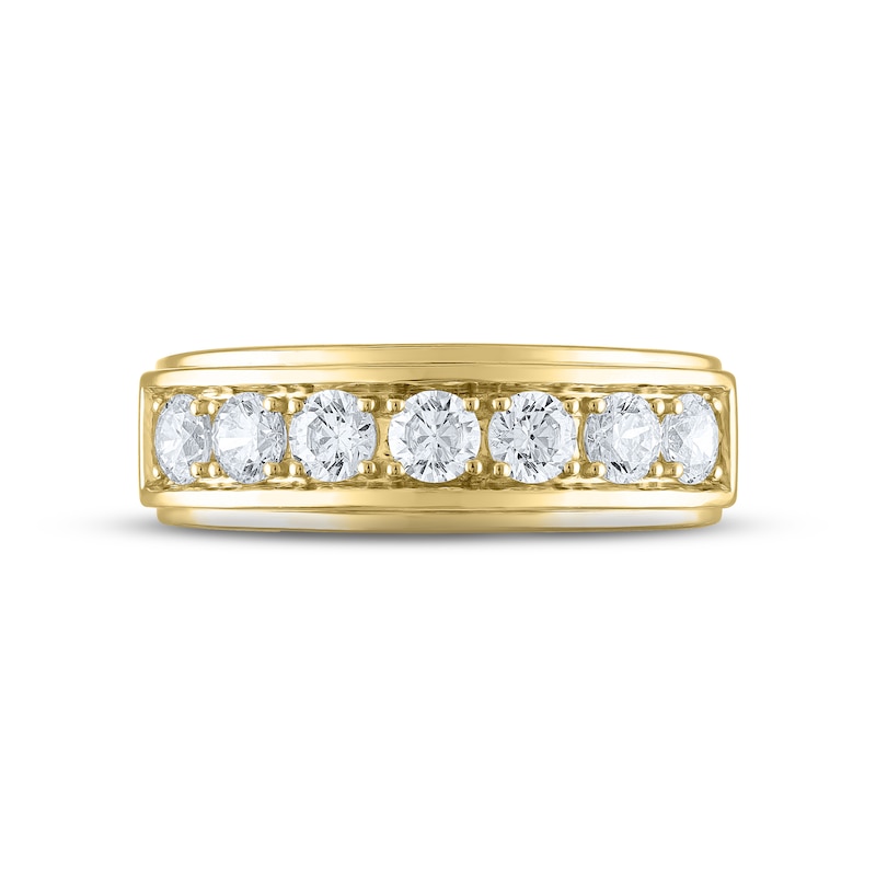 Main Image 3 of Men's THE LEO Diamond Seven-Stone Wedding Band 1-1/2 ct tw 14K Yellow Gold