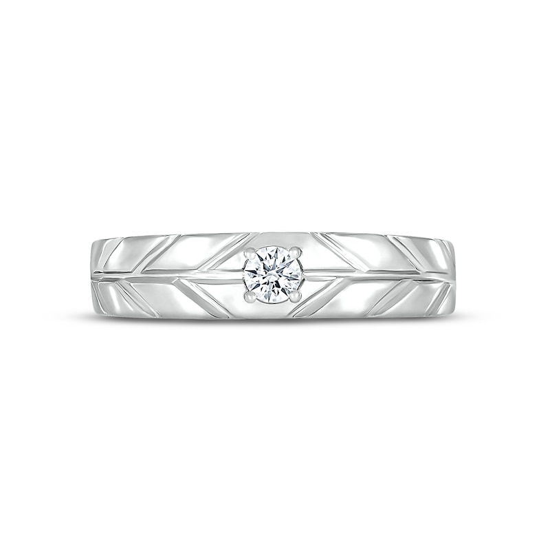 Main Image 2 of Adore Men's Diamond Wedding Band 1/6 ct tw Round-cut 10K White Gold