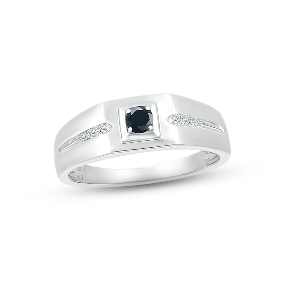 Adore Men's Black & White Diamond Wedding Band 1/4 ct tw Round-cut 10K White Gold