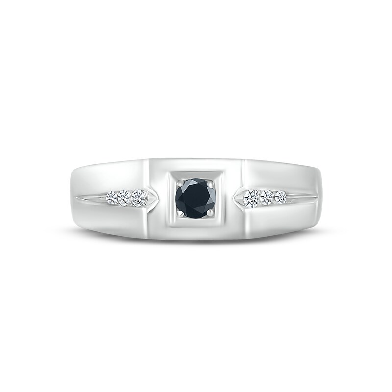Main Image 2 of Adore Men's Black & White Diamond Wedding Band 1/4 ct tw Round-cut 10K White Gold