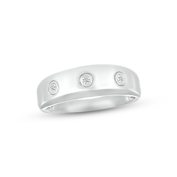 Adore Men's Diamond Wedding Band 1/15 ct tw Round-cut 10K White Gold