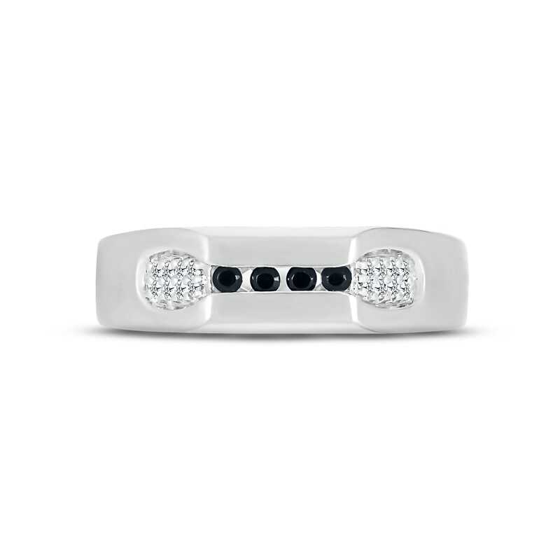 Main Image 2 of Adore Men's Black & White Diamond Wedding Band 1/5 ct tw Round-cut 10K White Gold