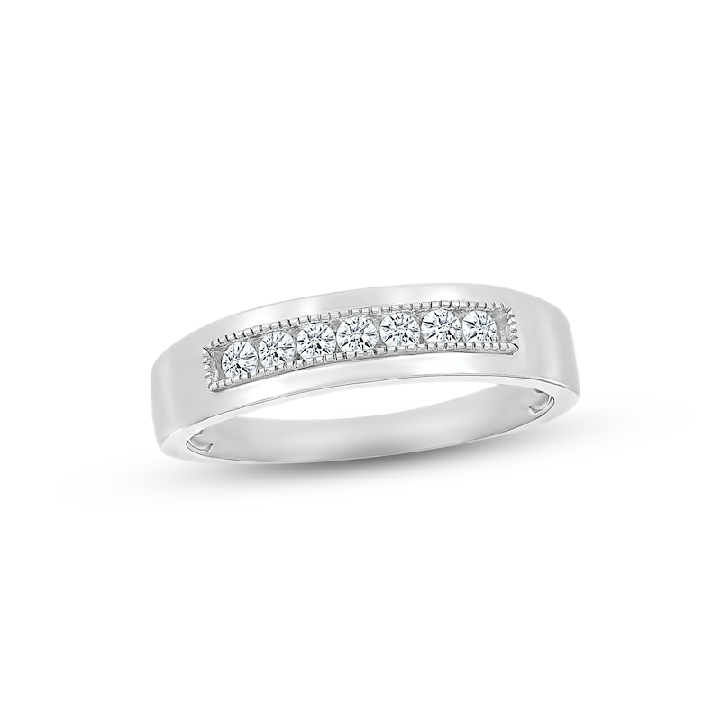 Main Image 1 of Adore Men's Diamond Wedding Band 1/4 ct tw Round-cut 10K White Gold