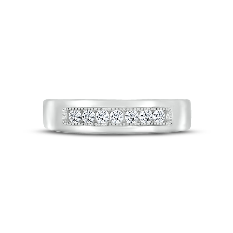 Main Image 2 of Adore Men's Diamond Wedding Band 1/4 ct tw Round-cut 10K White Gold