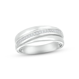 Adore Men's Diamond Wedding Band 1/8 ct tw Round-cut 10K White Gold