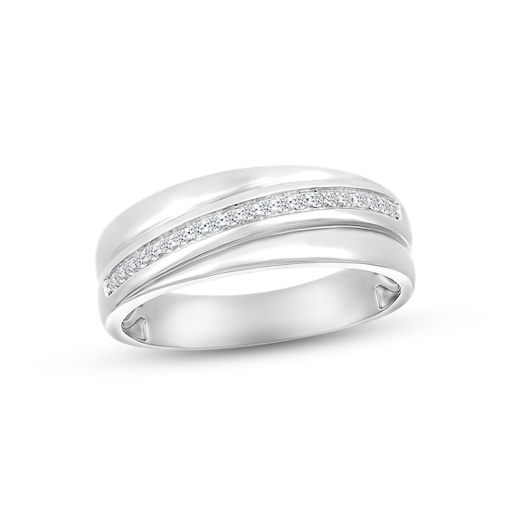 Adore Men's Diamond Wedding Band 1/8 ct tw Round-cut 10K White Gold