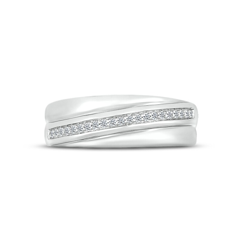 Main Image 2 of Adore Men's Diamond Wedding Band 1/8 ct tw Round-cut 10K White Gold
