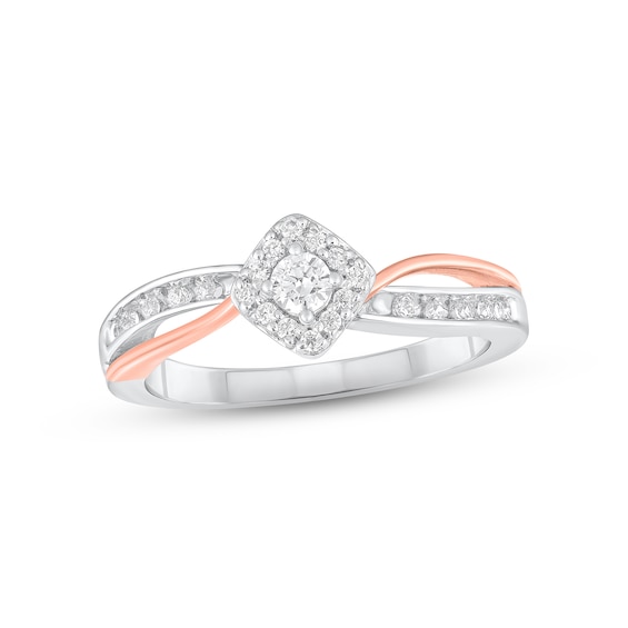 Diamond Ring 1/4 ct tw Round-cut 10K Two-Tone Gold
