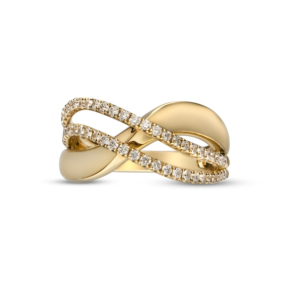 Diamond Crisscross Ring 5/8 ct tw Round-cut 14K Yellow Gold