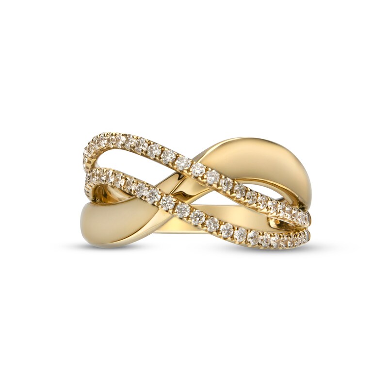 Main Image 1 of Diamond Crisscross Ring 5/8 ct tw Round-cut 14K Yellow Gold