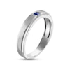 Thumbnail Image 2 of Men's Blue Sapphire Wedding Band 10K White Gold