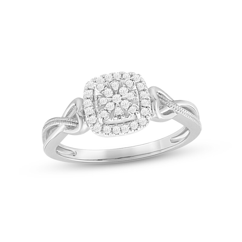 Multi-Diamond Center Ring 1/6 ct tw Round-cut Sterling Silver