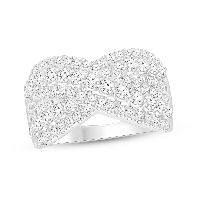 Main Image 1 of Round-Cut KAY Lab-Grown Diamonds Crossover Ring 1-1/2 ct tw 14K White Gold