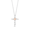 Thumbnail Image 1 of Hallmark Diamonds Cross Necklace 1/10 ct tw Sterling Silver & 10K Rose Gold 18"