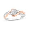 Diamond Swirl Promise Ring 1/8 ct tw Sterling Silver & 10K Rose Gold