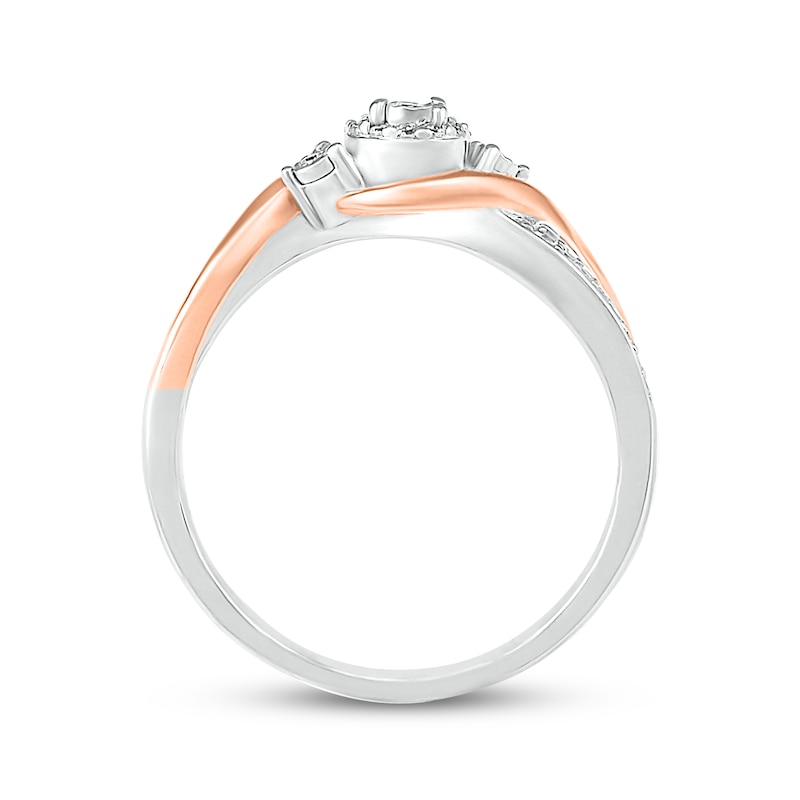 Diamond Swirl Promise Ring 1/8 ct tw Sterling Silver & 10K Rose Gold