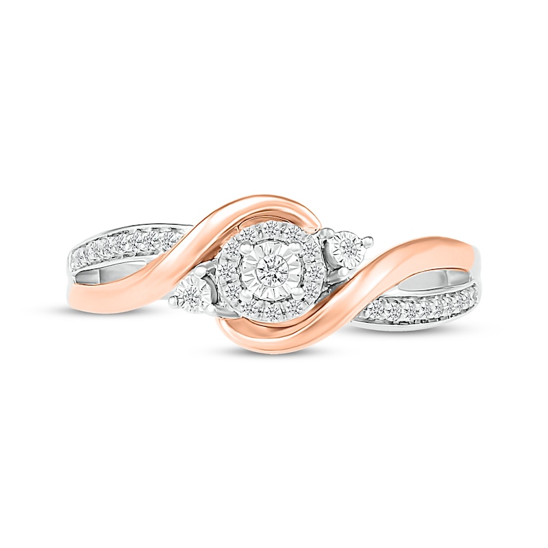 Diamond Swirl Promise Ring 1/8 ct tw Sterling Silver & 10K Rose Gold