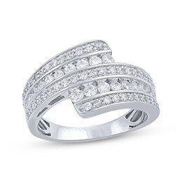 Diamond Five-Row Bypass Ring 1 ct tw 14K White Gold