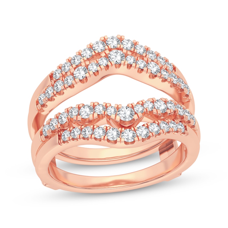 Main Image 1 of Diamond Double Row Enhancer Ring 5/8 ct tw Round-cut 14K Rose Gold