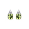 Thumbnail Image 1 of Cushion-Cut Peridot & Round-Cut White Lab-Created Sapphire Stud Earrings Sterling Silver