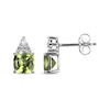 Thumbnail Image 2 of Cushion-Cut Peridot & Round-Cut White Lab-Created Sapphire Stud Earrings Sterling Silver