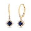 Thumbnail Image 0 of Round-Cut Blue Sapphire & Diamond Drop Earrings 1/6 ct tw 10K Yellow Gold