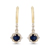 Thumbnail Image 1 of Round-Cut Blue Sapphire & Diamond Drop Earrings 1/6 ct tw 10K Yellow Gold