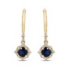 Thumbnail Image 1 of Round-Cut Blue Sapphire & Diamond Drop Earrings 1/6 ct tw 10K Yellow Gold