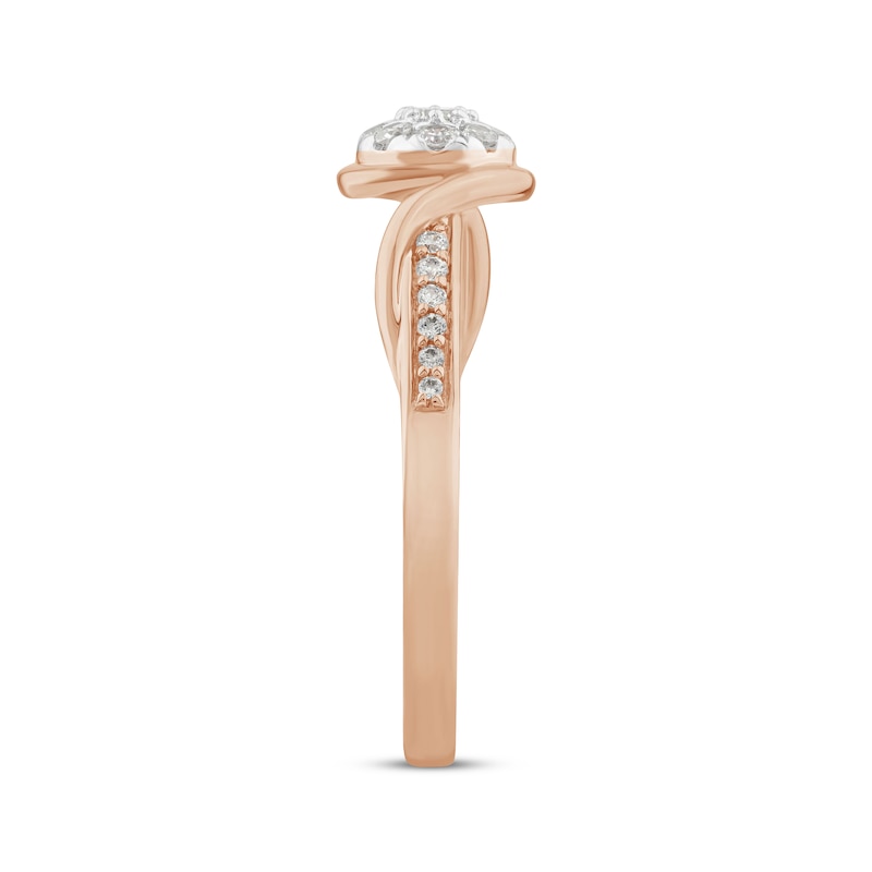 Main Image 2 of Round-Cut Multi-Diamond Center Promise Ring 1/5 ct tw 10K Rose Gold
