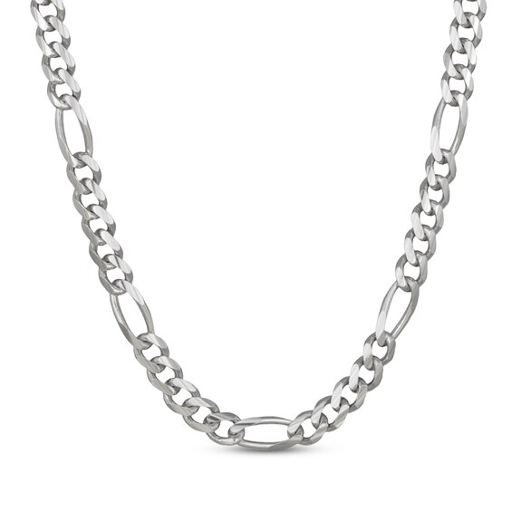 Diamond-Cut Figaro Chain Necklace 9mm Solid Sterling Silver 22"