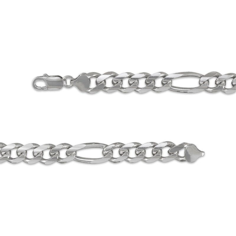 Main Image 3 of Diamond-Cut Figaro Chain Necklace 9mm Solid Sterling Silver 22"
