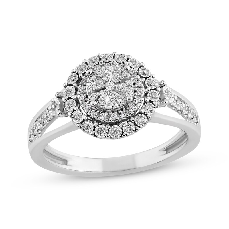 Main Image 1 of Round-Cut Multi-Diamond Center Ring 1/4 ct tw 10K White Gold