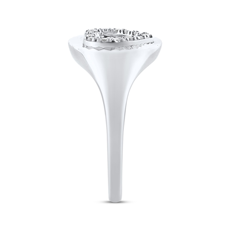Main Image 2 of Round-Cut Diamond Heart Sunburst Ring 1/10 ct tw Sterling Silver