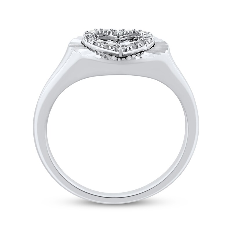 Main Image 3 of Round-Cut Diamond Heart Sunburst Ring 1/10 ct tw Sterling Silver