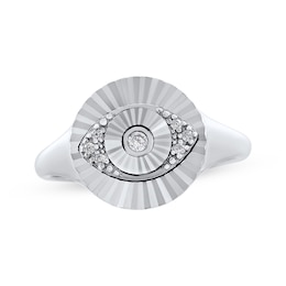 Round-Cut Diamond Evil Eye Sunburst Ring 1/20 ct tw Sterling Silver