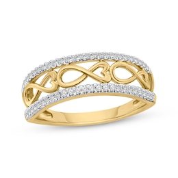 Round-Cut Diamond Heart Infinity Ring 1/4 ct tw 10K Yellow Gold