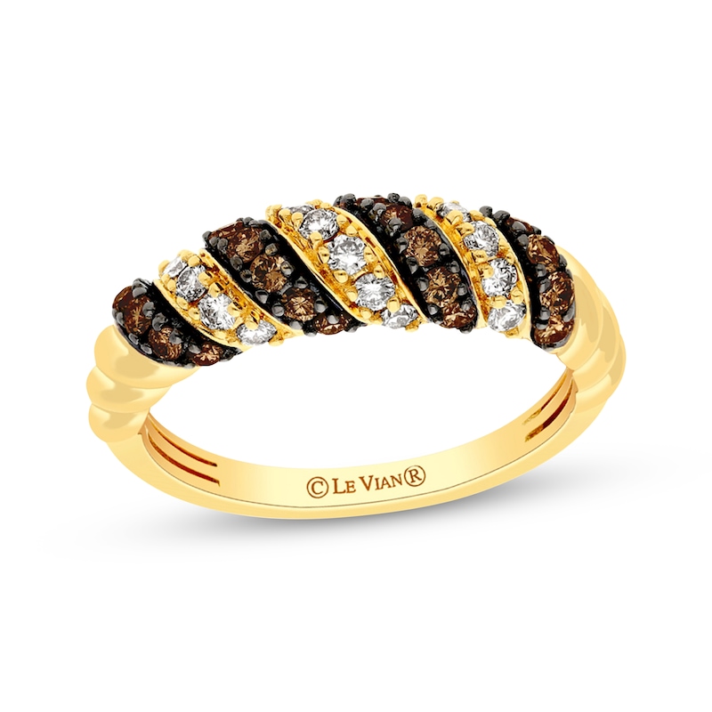Le Vian Chocolate Diamond Scalloped Swirl Ring 3/4 ct tw 14K Honey Gold