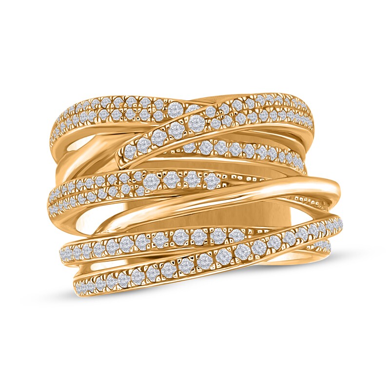 Diamond Multi-Row Crossover Ring 1 ct tw 10K Yellow Gold