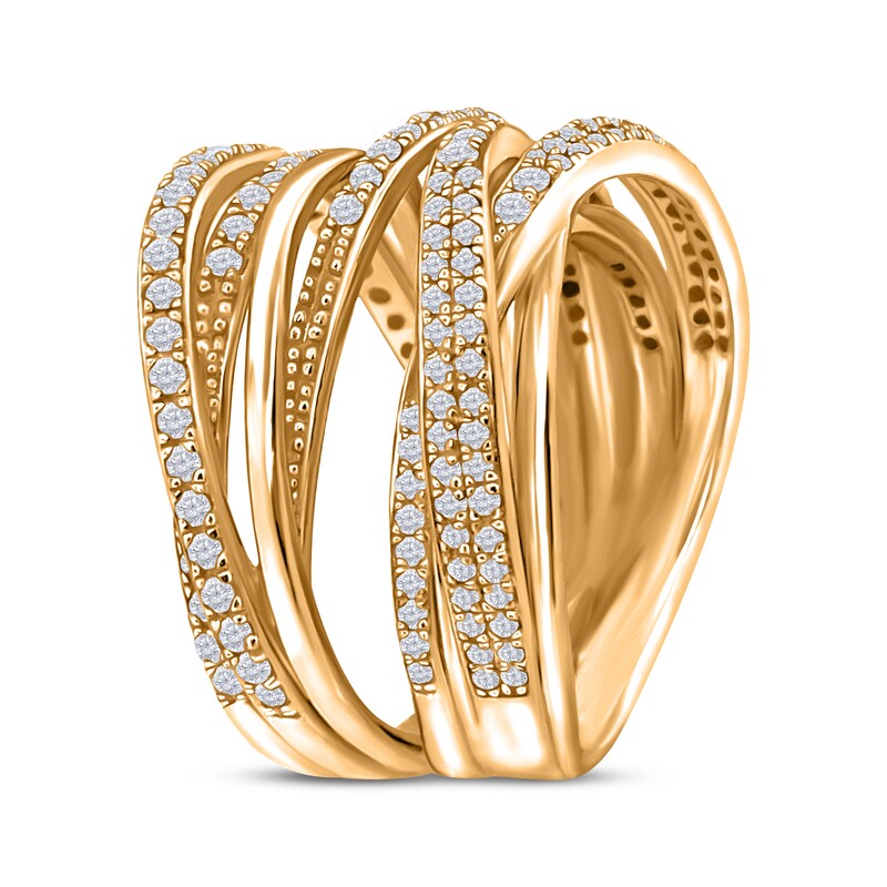 Diamond Multi-Row Crossover Ring 1 ct tw 10K Yellow Gold