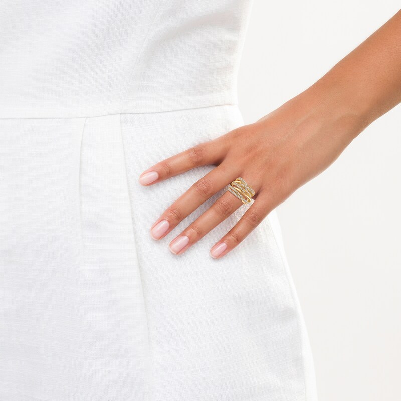 Diamond Multi-Row Crossover Ring 1 ct tw 10K Yellow Gold