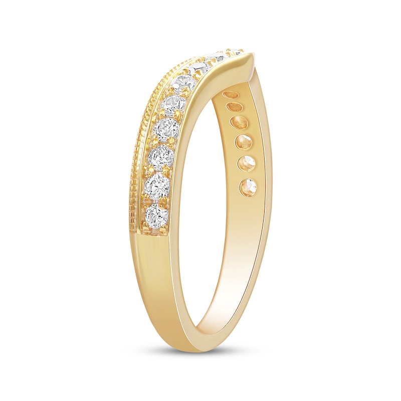 Main Image 2 of Adore Diamond Milgrain Contour Band 3/8 ct tw 14K Yellow Gold