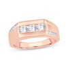 Thumbnail Image 1 of Adore Men's Round-Cut Diamond Trio Asymmetric Wedding Band 1 ct tw 10K Rose Gold