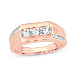Adore Men's Round-Cut Diamond Trio Asymmetric Wedding Band 1 ct tw 10K Rose Gold