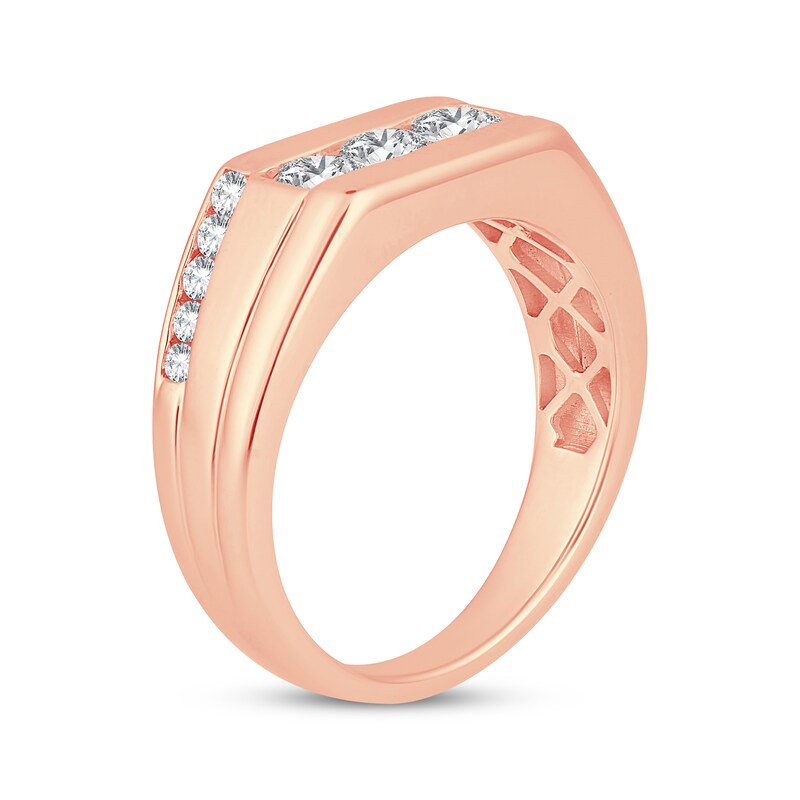 Main Image 2 of Adore Men's Round-Cut Diamond Trio Asymmetric Wedding Band 1 ct tw 10K Rose Gold