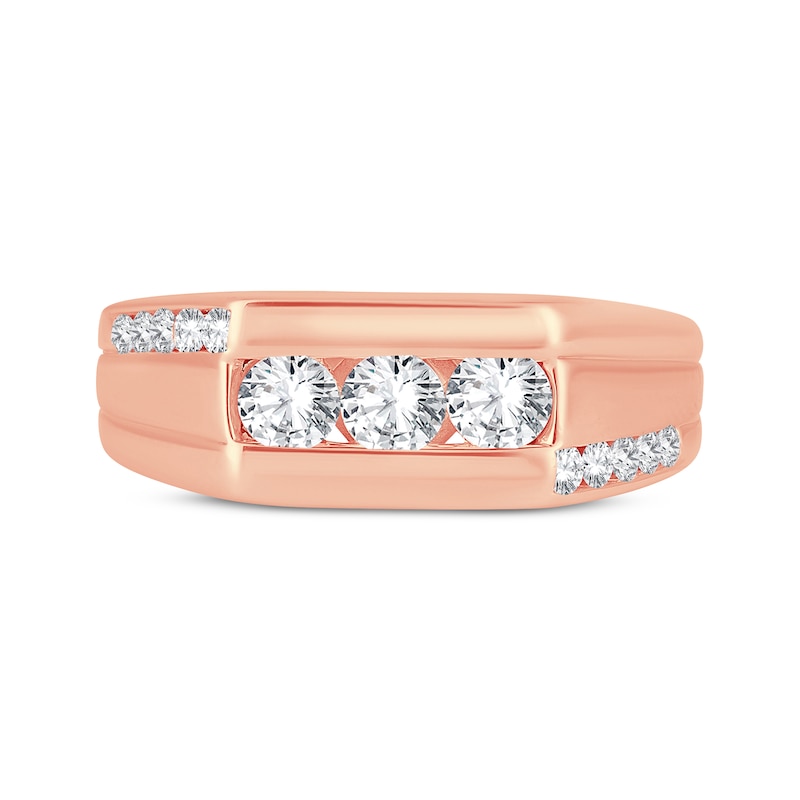 Main Image 3 of Adore Men's Round-Cut Diamond Trio Asymmetric Wedding Band 1 ct tw 10K Rose Gold