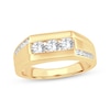 Men's Round-Cut Diamond Trio Asymmetric Wedding Band 1 ct tw 10K Yellow Gold