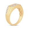 Men's Round-Cut Diamond Trio Asymmetric Wedding Band 1 ct tw 10K Yellow Gold
